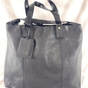 HUGO BOSS Black Leather Unisex Business Satchel Bag